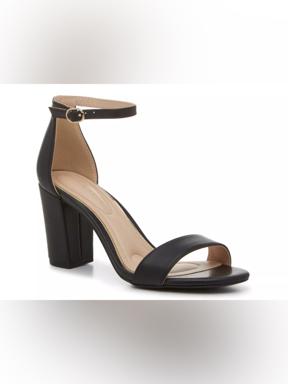 Kelly & Katie Black Ankle-Strap Block Heel Sandals
